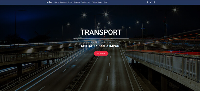 Transport Landing Page - Material Design for WordPress
